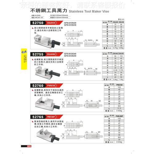 供应台湾不锈钢工具万力PMV0F