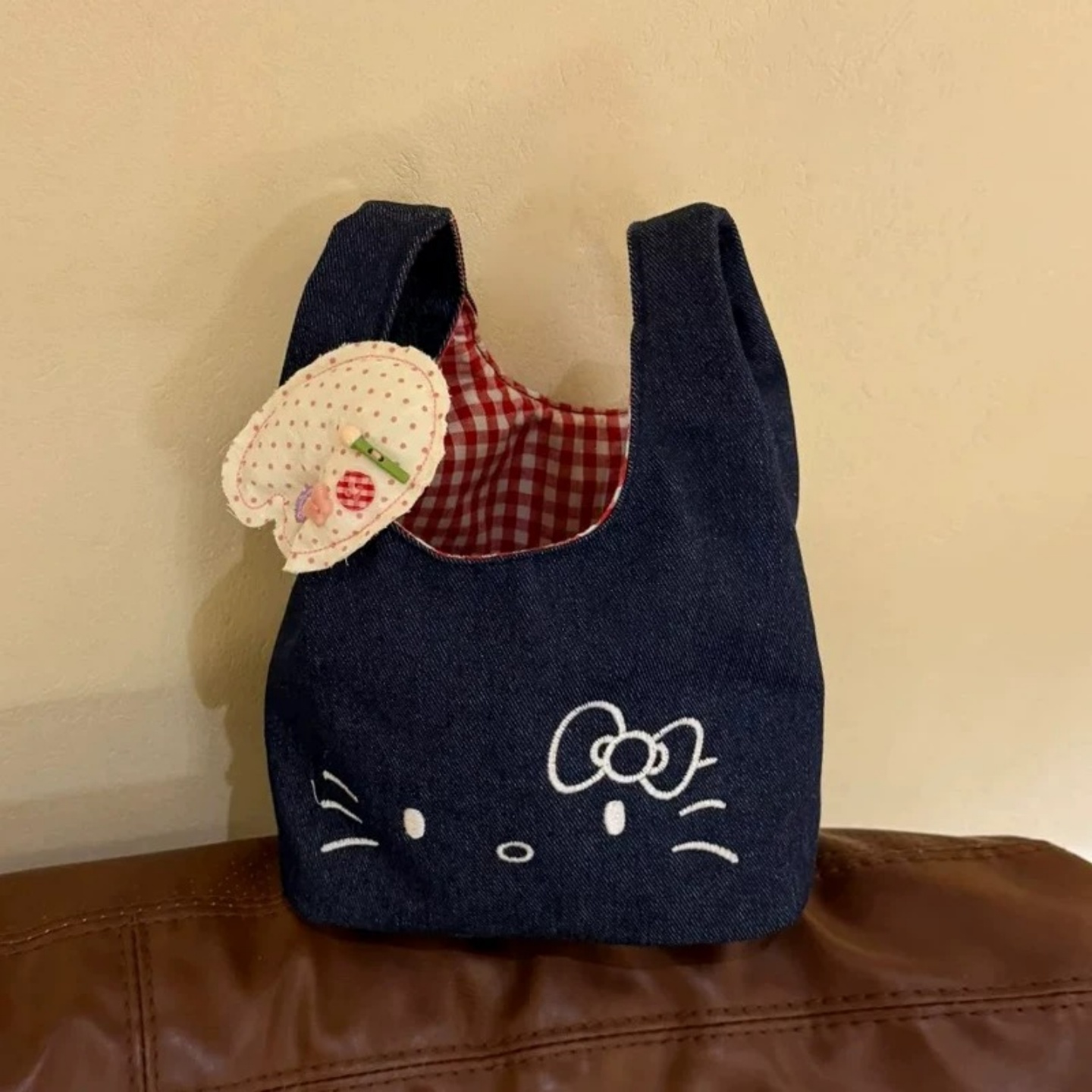 猫咪牛仔帆布包通勤手腕手提袋