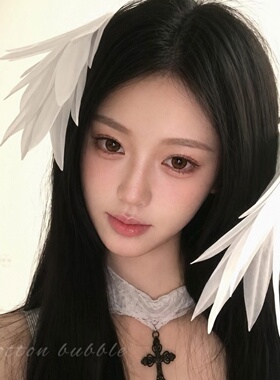 超仙白色羽毛天使翅膀发夹万圣节