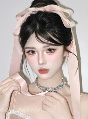 Jennie同款粉色蝴蝶结顶夹发饰芭蕾风超长飘带发夹甜美少女感头饰