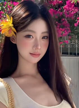 海边橘黄色花朵发夹女氛围感花朵头饰度假风侧边夹子发卡发饰头花