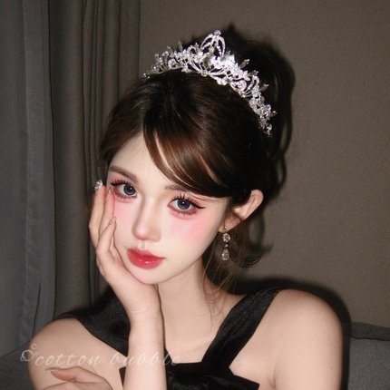 水晶公主皇冠生日头饰女氛围感派对新娘发饰女神十八岁成人礼王冠