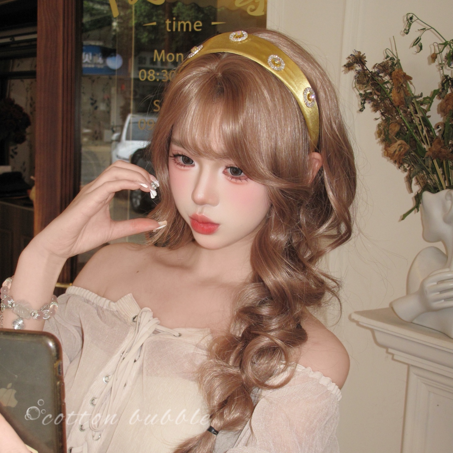 贵气轻奢重工黄色缎带宽边发箍女