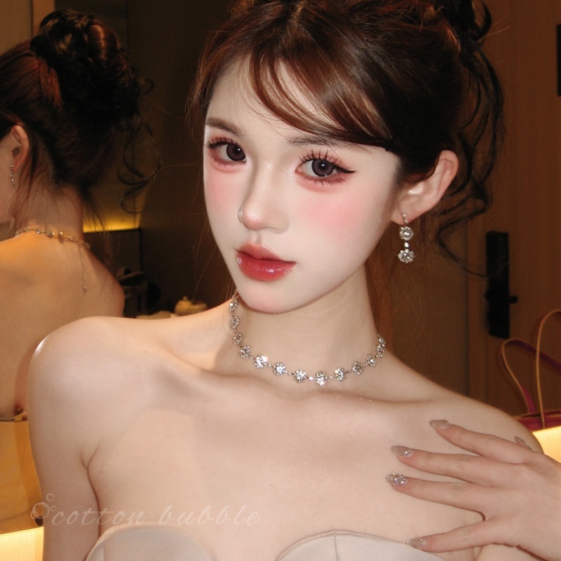 轻奢水钻项链耳环套装女礼服配饰