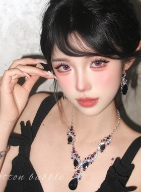 纯欲紫色水滴项链配礼服裙子高级