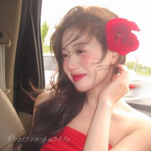 明媚红色玫瑰花发夹头饰女