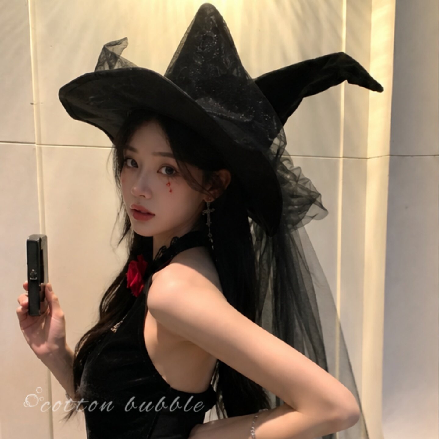 万圣节cos装扮女巫帽暗黑系装扮图片