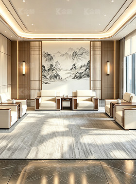 办公沙发商务简约现代客厅大厅酒店贵宾接待真皮茶几会客办公室用