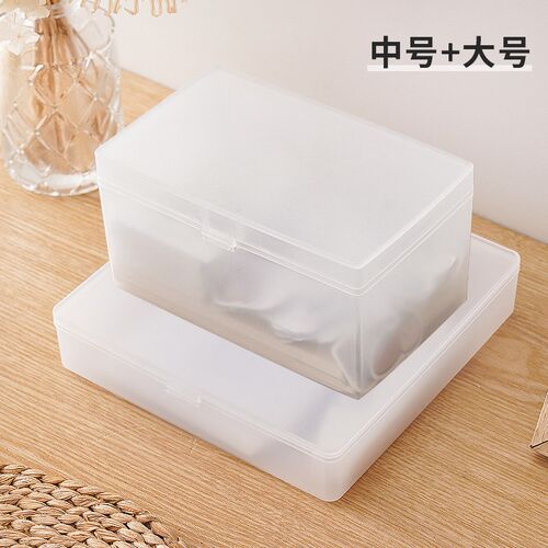 小收纳盒塑料透明带盖储物盒桌面小卡片整理盒翻盖式透明小盒子 - 封面
