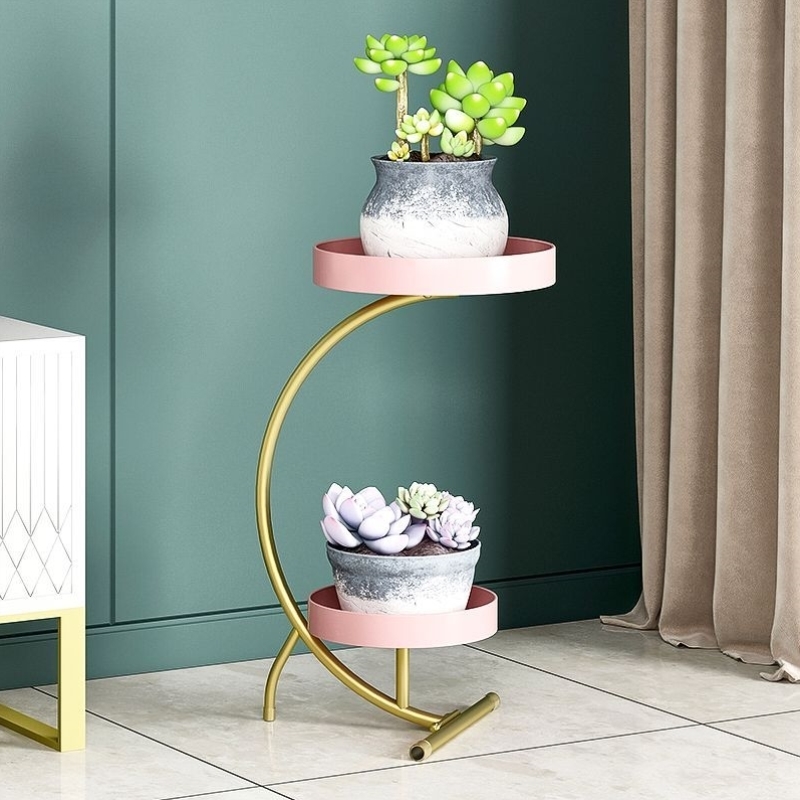 北欧网红花架置物架客厅花架子室内家用台落地式轻奢铁艺茶几新款