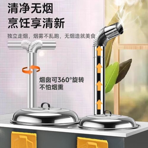 加厚双锅柴火灶家用农村室内无烟节能大锅土灶户外移动烧木柴火炉