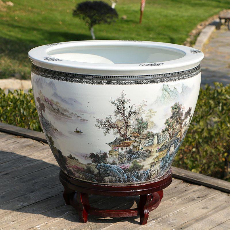 景德镇陶瓷鱼缸养金鱼缸睡莲盆荷花缸碗莲缸乌龟大水缸盆客厅摆件