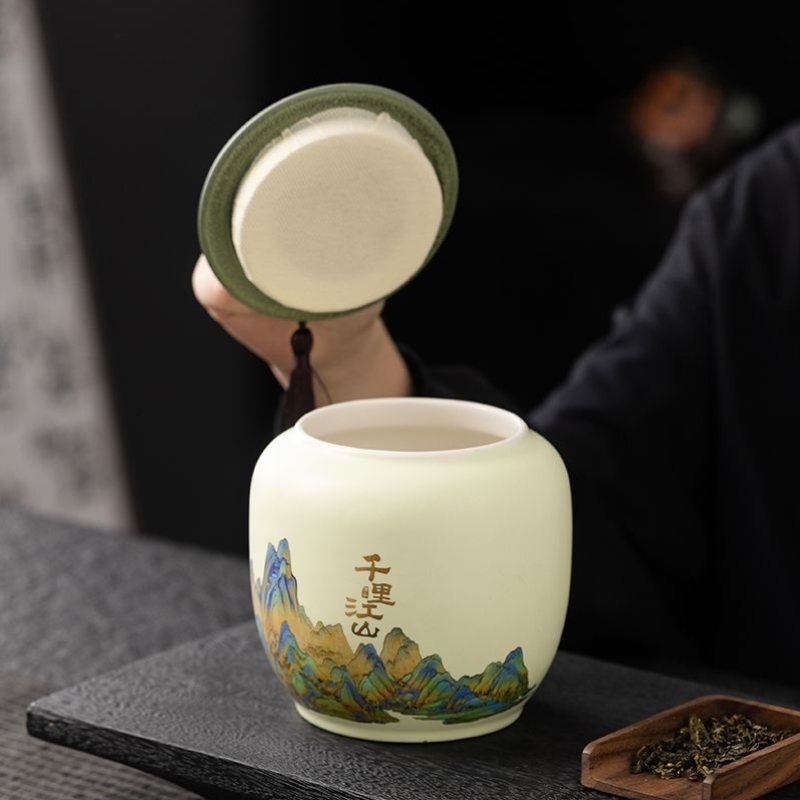 2025新款陶瓷中式茶叶罐茶叶包装空盒高档红绿白散茶密封空罐礼盒