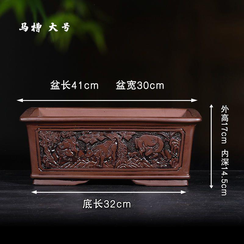 紫砂浮雕花盆发财树榕树