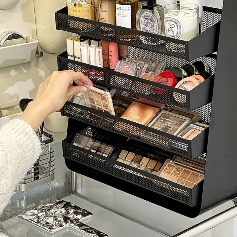 化妆品置物架梳妆台护肤品香水铁艺收纳架大容量桌面收纳盒展示柜