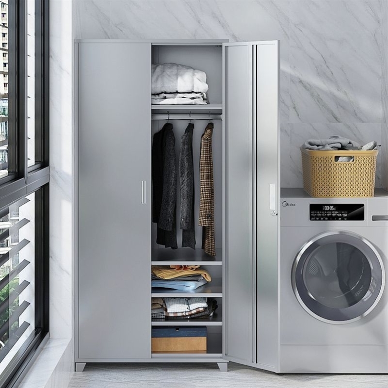 轻奢加厚304不锈钢阳台柜衣柜储物柜杂物收纳柜防水防晒防潮