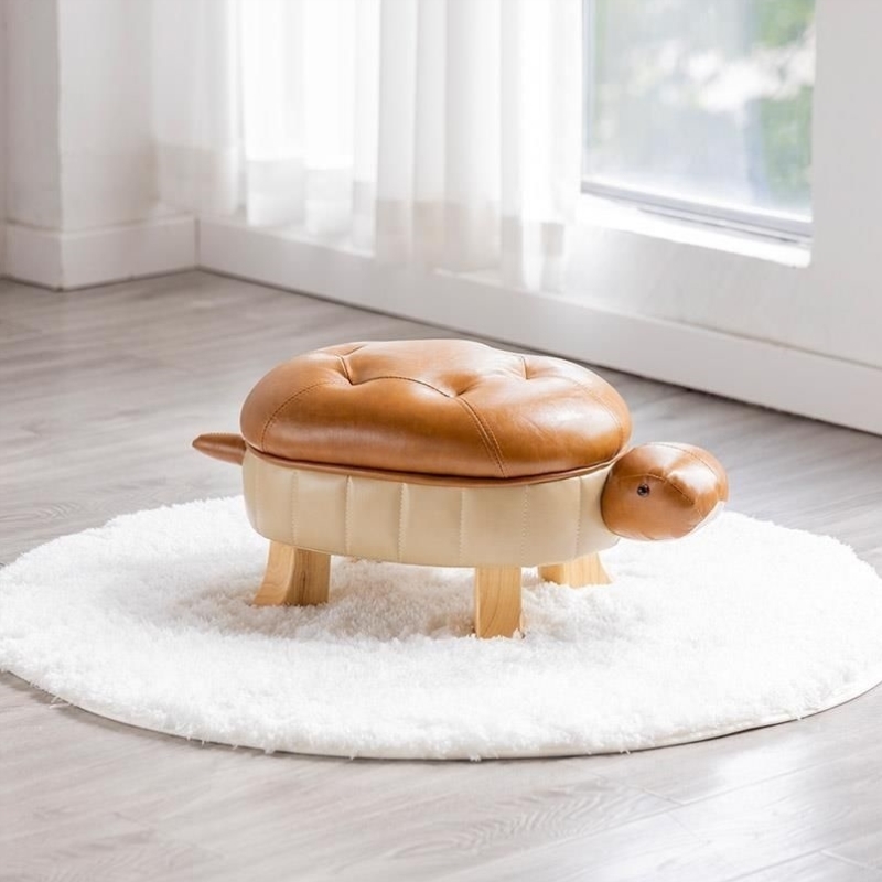 入门穿鞋凳可爱造型乌龟凳实木脚凳矮凳家用客厅网红小凳子卧室凳