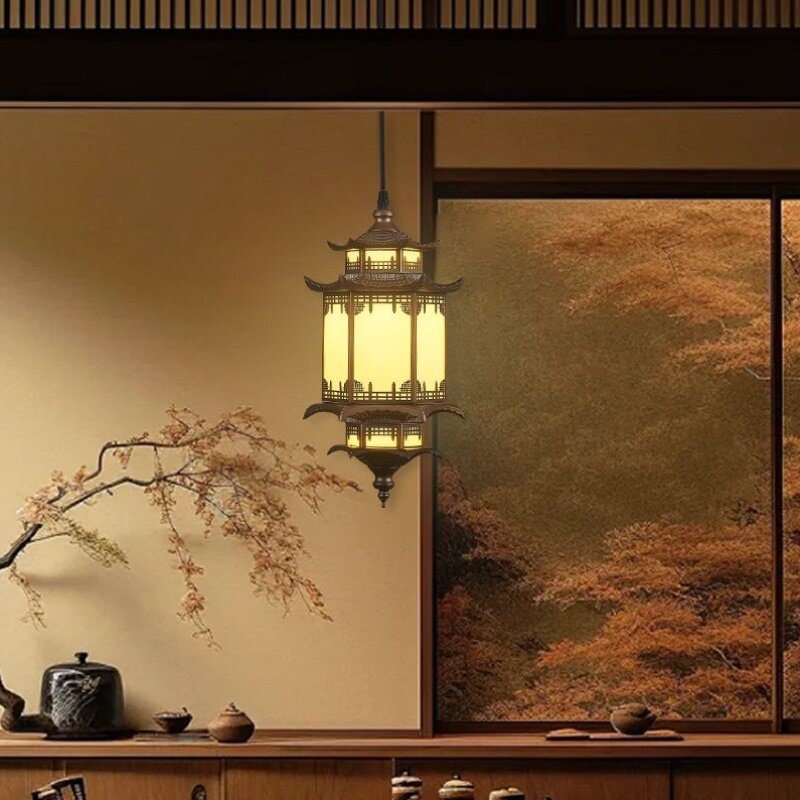新中式禅意小吊灯中国风仿古展厅玄关宋代美学古风灯笼古建筑吊灯