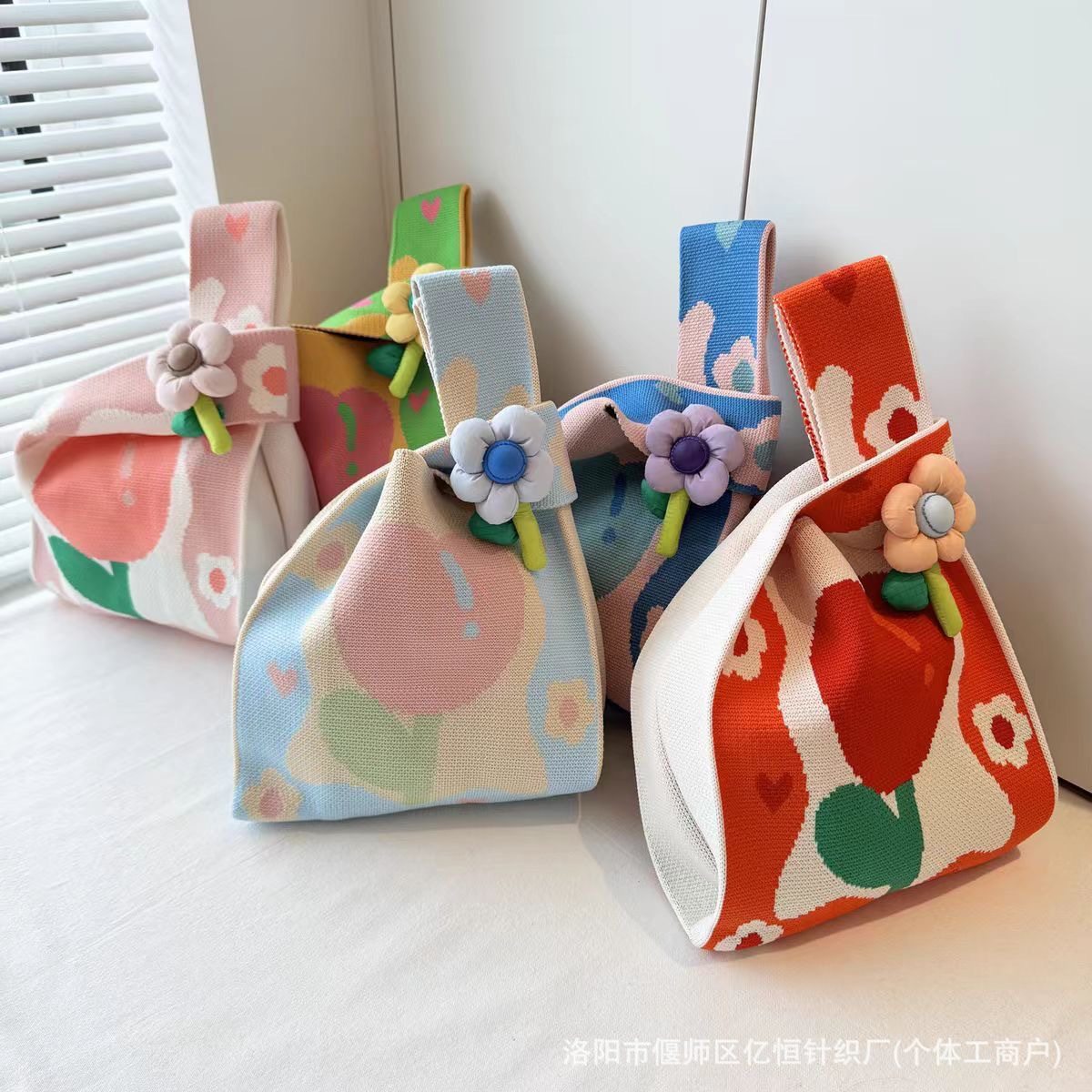 小众设计郁金香花朵针织手提包包女春夏季新款百搭个性潮流手拎包