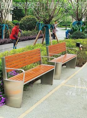 户外椅不条锈钢公园椅商HK181017业街广场景观座椅区广长场休闲椅