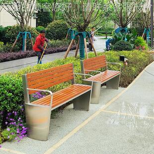 户外椅不条锈钢公园椅商HK181017业街广场景观座椅区广长场休闲椅