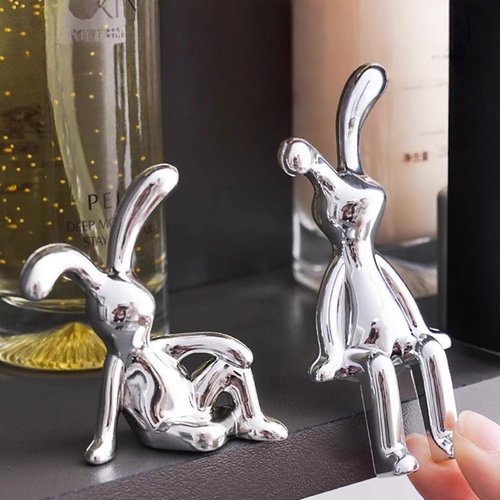 现代电镀创意兔子摆件