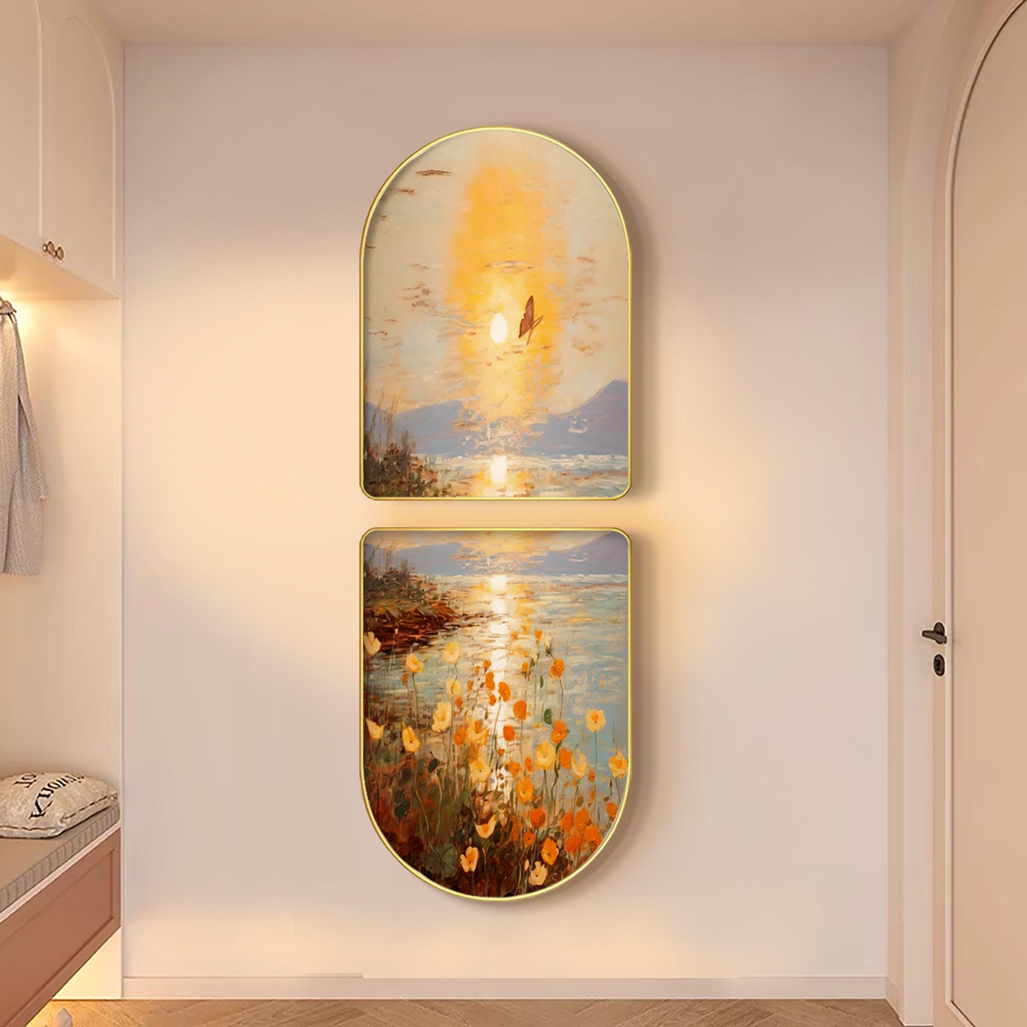 奶油风玄关装饰画高级感肌理画入户正对门挂画走廊过道治愈系壁画