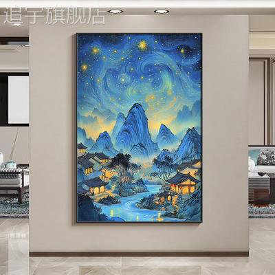 2025新款千里江山图挂画 画新中式玄关装饰画 画抽象高级感客厅星