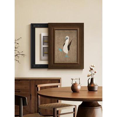 蓝脚鲣鸟电表箱装饰画竖版遮挡配电箱盒盖中古风餐厅挂画小众艺术