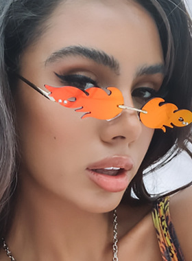 太阳镜女个性海洋无框火焰眼镜感炫目派对墨镜男聚会娱乐高级