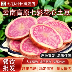 云南七彩土豆5/9斤花青素花心红皮土豆火锅食材人工精选产地直供