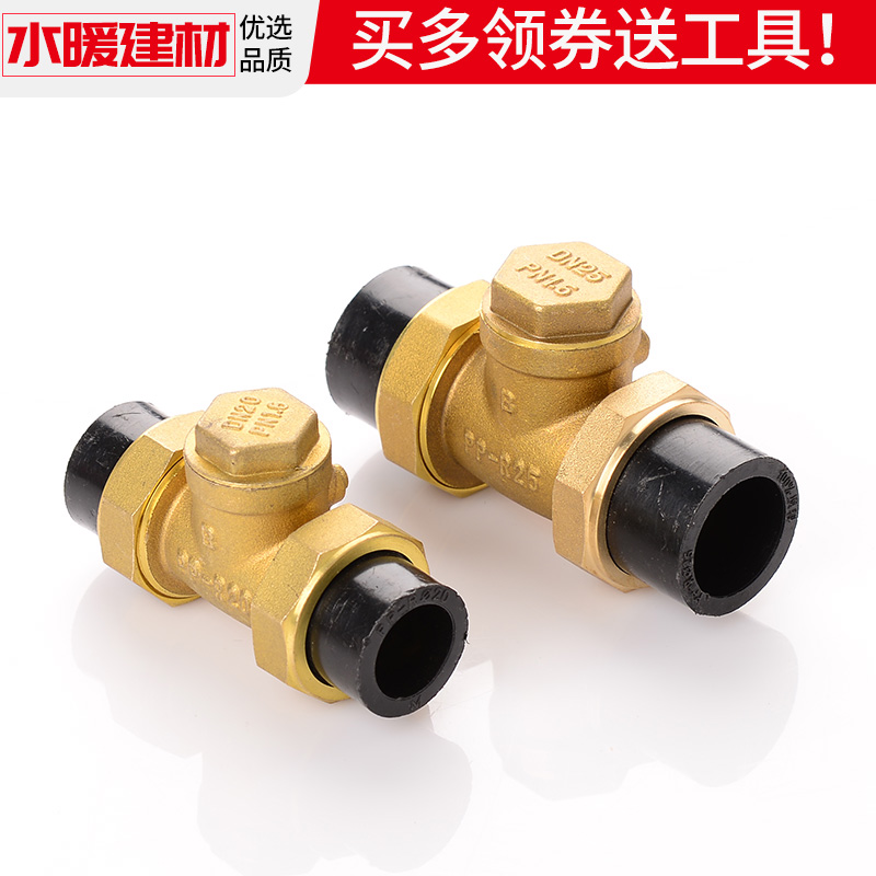 pe管配件热熔阀门开关铜止回阀单向止水阀4分20 25 32pe水管接头