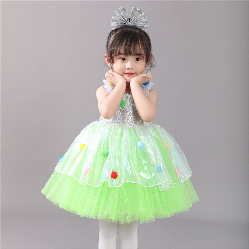 六一儿童舞蹈服表演服幼儿园可爱蓬蓬裙演出服女童亮片纱裙公主裙