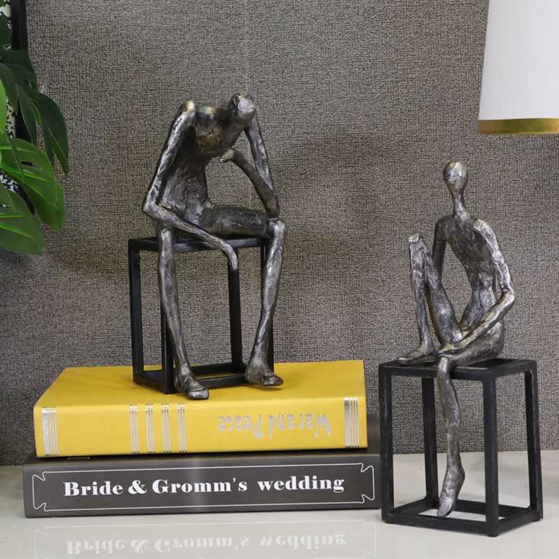 美式工业风抽象人物摆件酒店民宿样板间书房电视酒柜