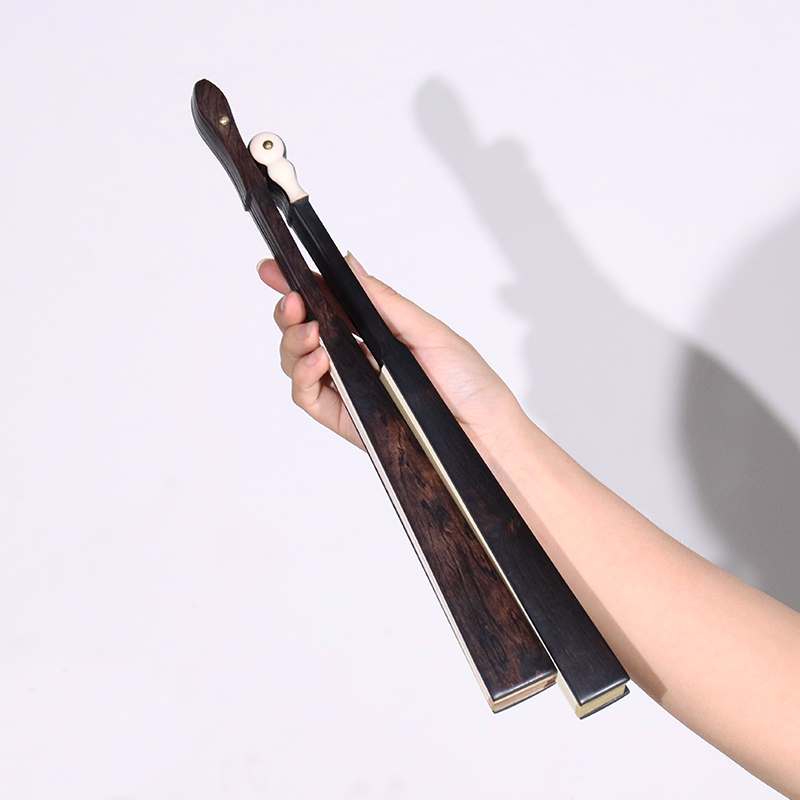 新款紫光檀文玩折扇夏季10寸随身乌木古典中国风95寸空白宣纸扇子