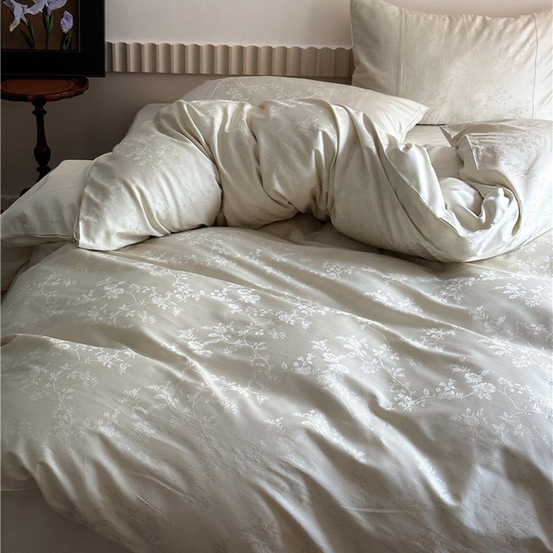 Zijpe~轻奢提花款100s双股长绒棉床单被套四件套全棉纯棉床品