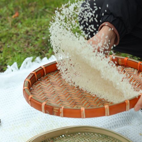 覆古圆形无孔簸箕竹编干燥家用手编簸箕装饰旧盘