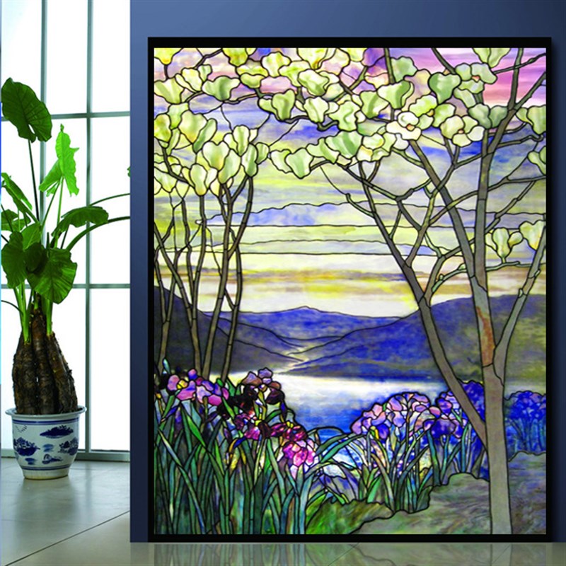 教堂玻璃彩色磨砂防嗮贴纸卫生间透光不透明浴室遮光窗户玻璃贴膜