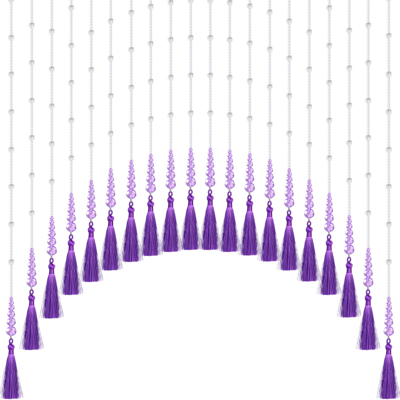 紫色水晶珠帘装饰玄关客厅软隔断帘过道卧室挂帘流苏穗免打孔门帘