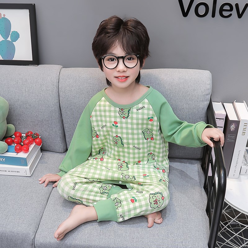 男童连体睡衣春秋款2024新款纯棉男孩宝宝婴儿睡袋儿童秋季家居服