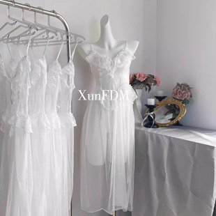 吊带网纱纯欲宫廷风透视睡裙 驯服 猫 新款 性感睡衣女薄款