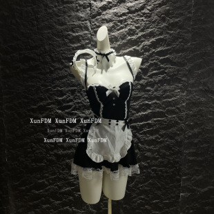 驯服的猫 「野蛮学姐」性感睡裙可爱女仆围裙套装 带钢托胸垫