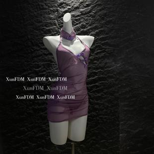 驯服的猫「微醺欲娇」性感睡裙新中式古风紫色旗袍开扣