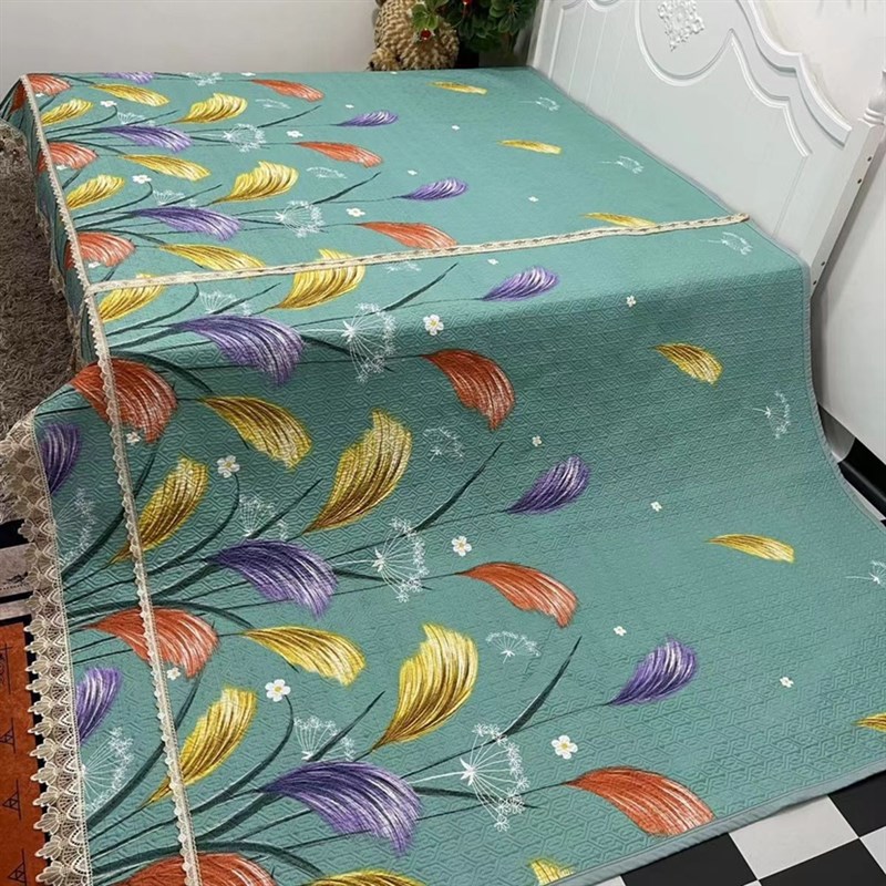 婚庆四季炕盖榻榻米床盖炕毯分解拉链布面木棉土炕可机洗花边夹棉