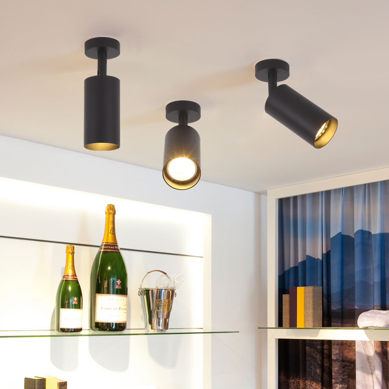 黑白色LED射灯明装北欧家用客厅背景墙电视柜服装店铺商用轨道灯