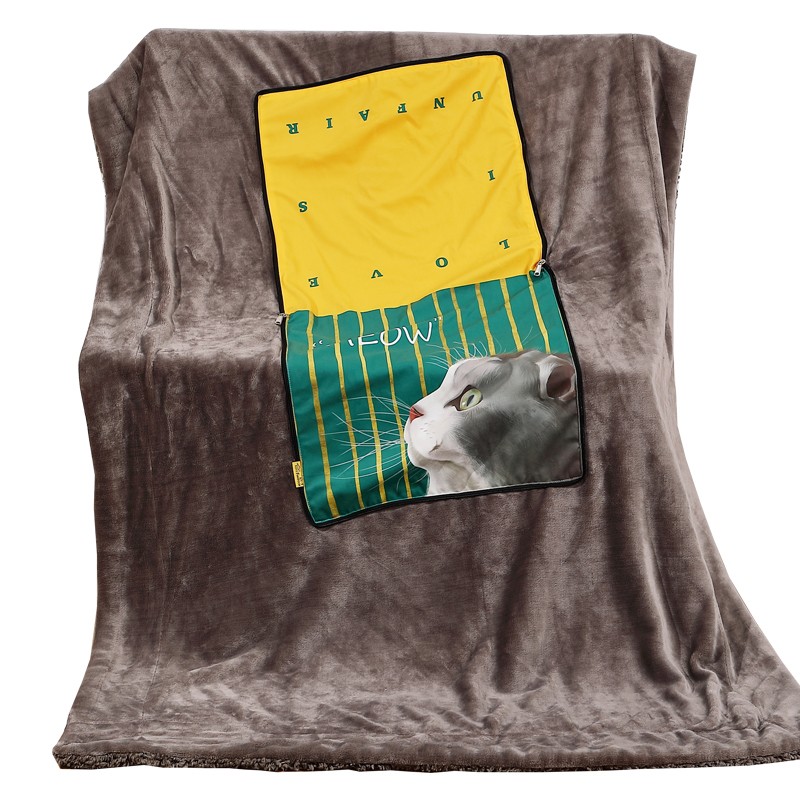 冬季加厚抱枕被子两用珊瑚绒毯子靠垫枕头被折叠汽车空调被三合一