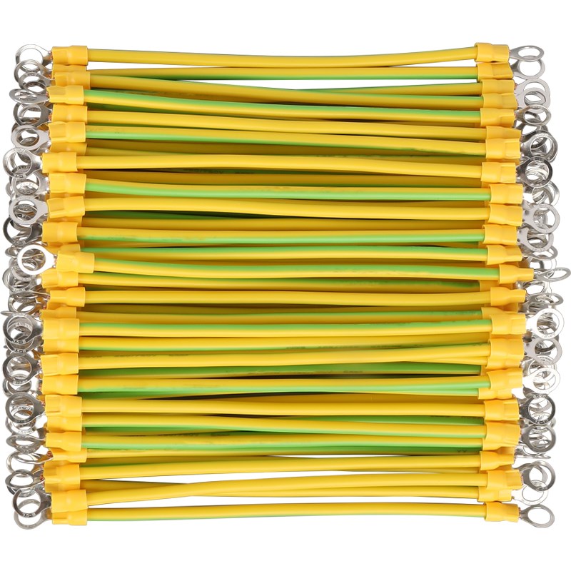 国标黄绿接地线光伏双色紫铜桥架跨接连接线小黄线配电箱电柜接地