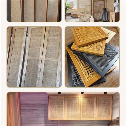 长沙藤编拉门屏风竹编悬吊式天花板装饰实木隔断酒店民宿折叠门藤