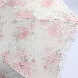 双层刺绣蕾丝伞花边晴雨两用防A晒防紫外线黑胶太阳伞女神夏三折