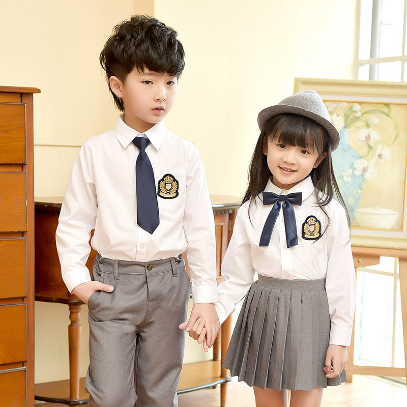 校服小学生班服男女童装春秋季学院风G长袖白色衬衫幼儿园园服套